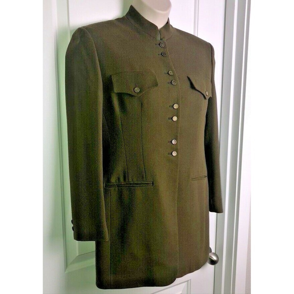 Vtg 70s Jones New York Wool Military Jacket ~Fits a 10/12~Khaki Green USA Made